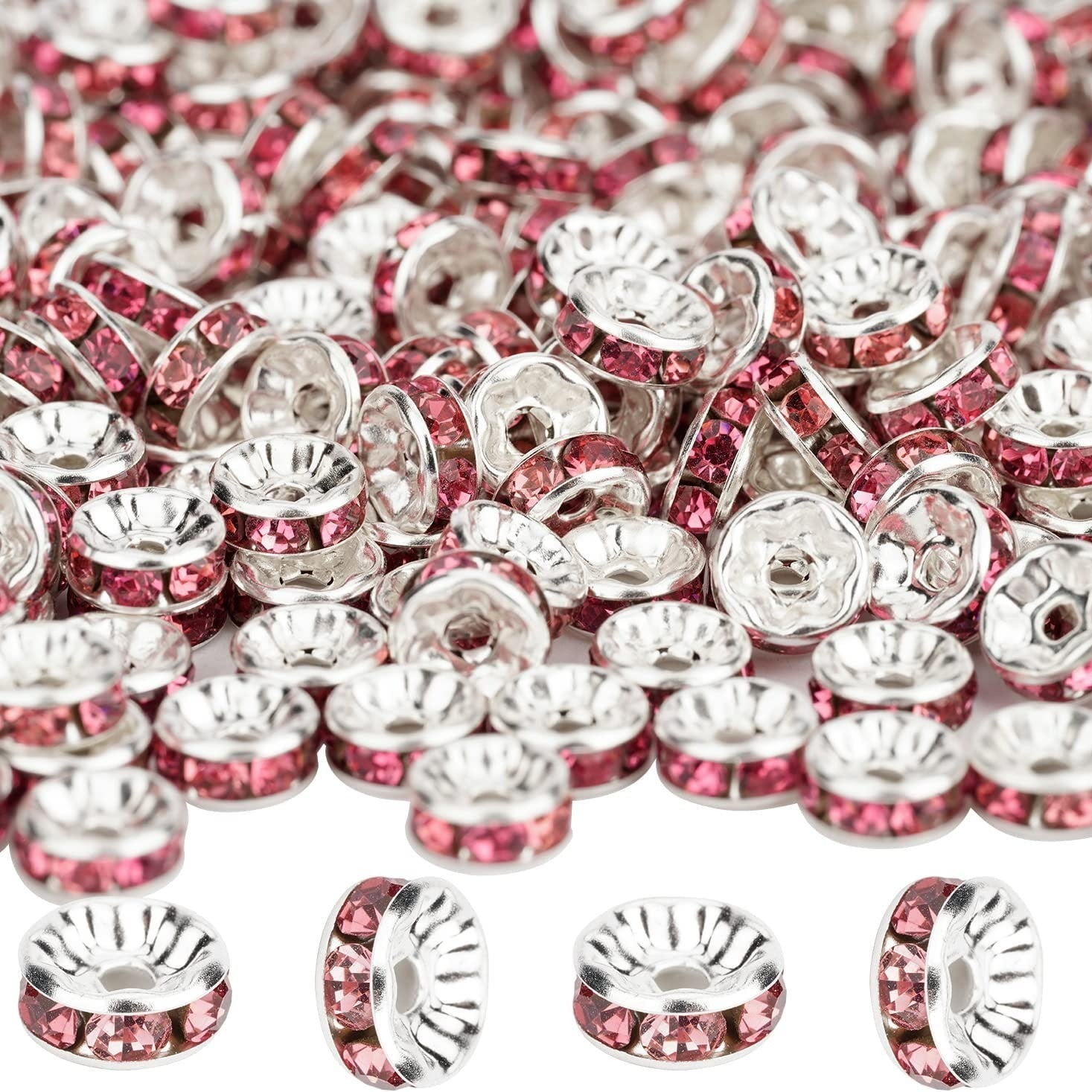 800pcs 6mm-8mm Round Rhinestone Spacer Beads - Perfect for Making Necklace, Bangle, and Pendant Jewelry!