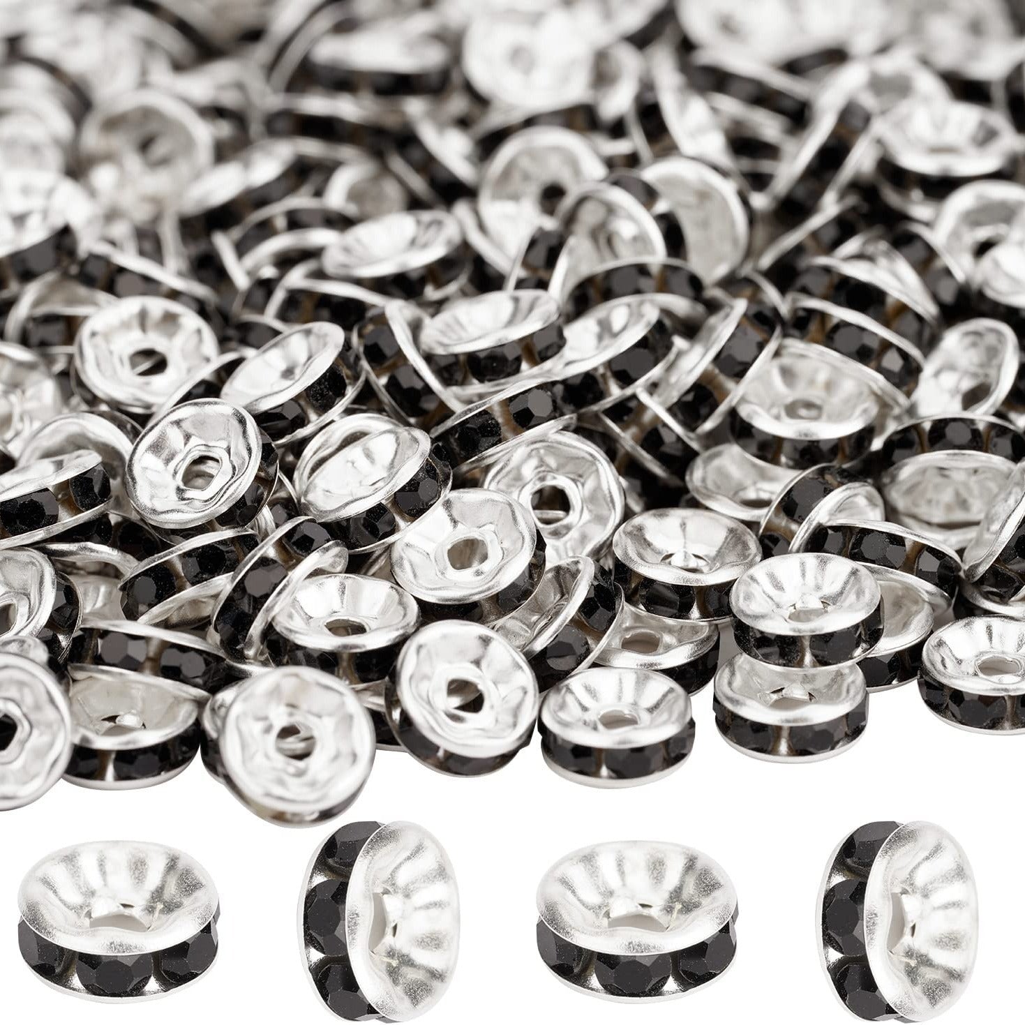 800pcs 6mm-8mm Round Rhinestone Spacer Beads - Perfect for Making Necklace, Bangle, and Pendant Jewelry!