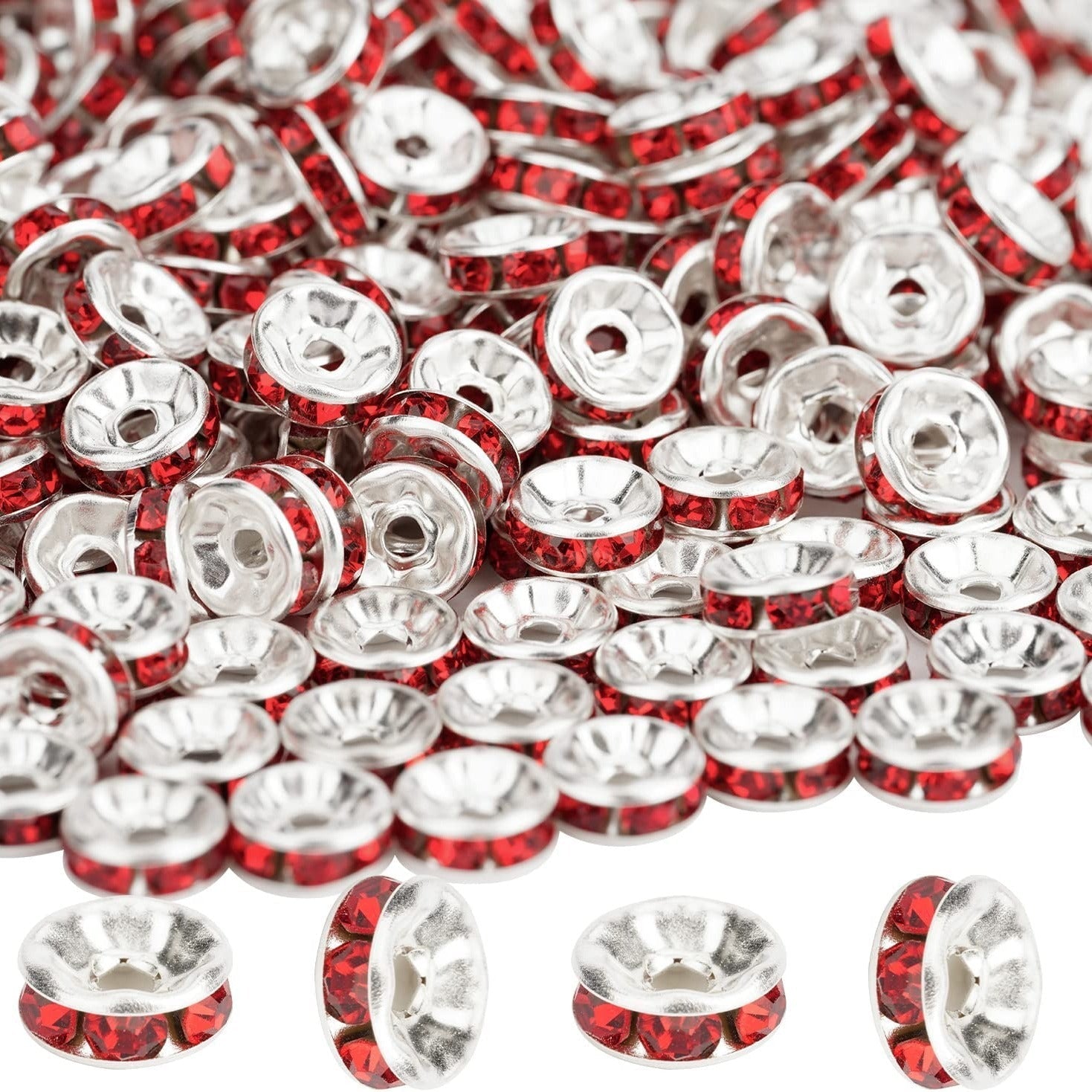 800pcs 6mm-8mm Round Rhinestone Spacer Beads - Perfect for Making Necklace, Bangle, and Pendant Jewelry!