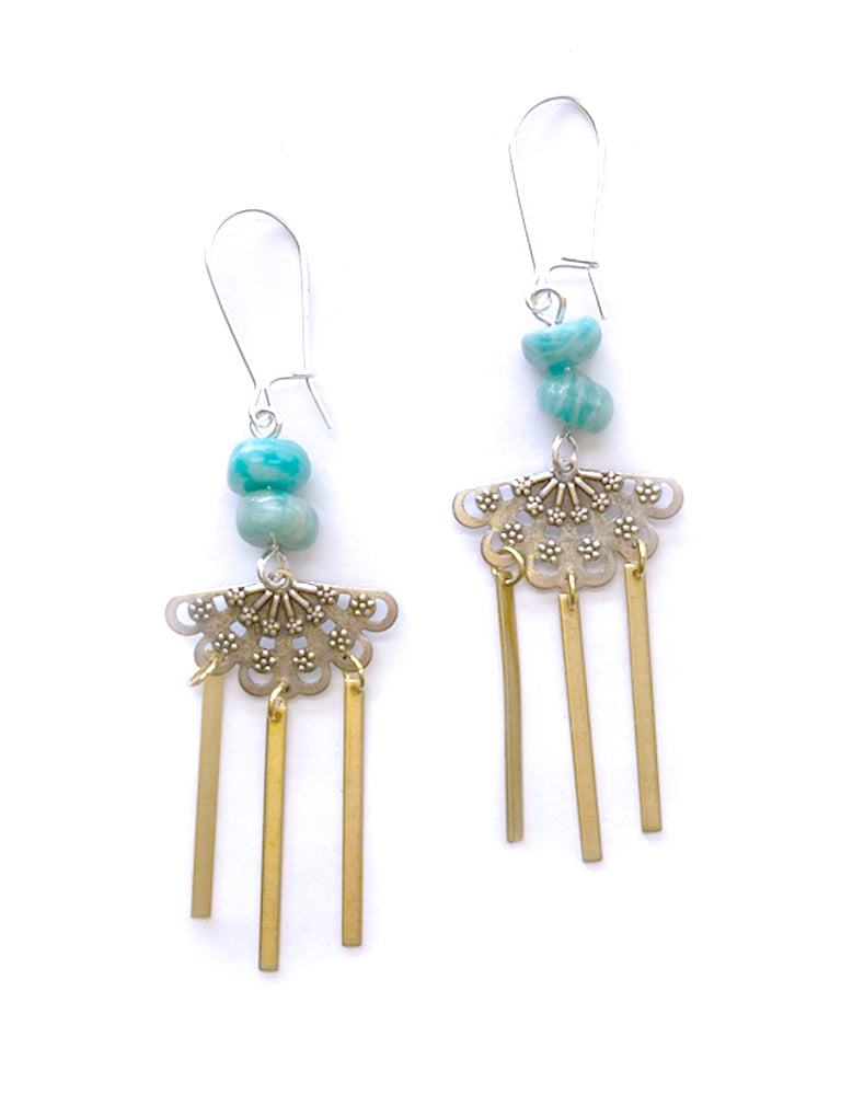 Amazonite Tribal Fringe Earrings