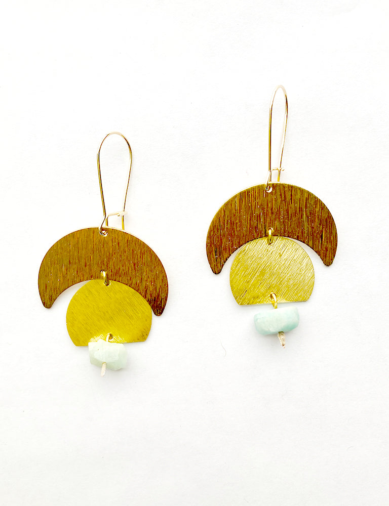 Amazonite Double Moon Earrings