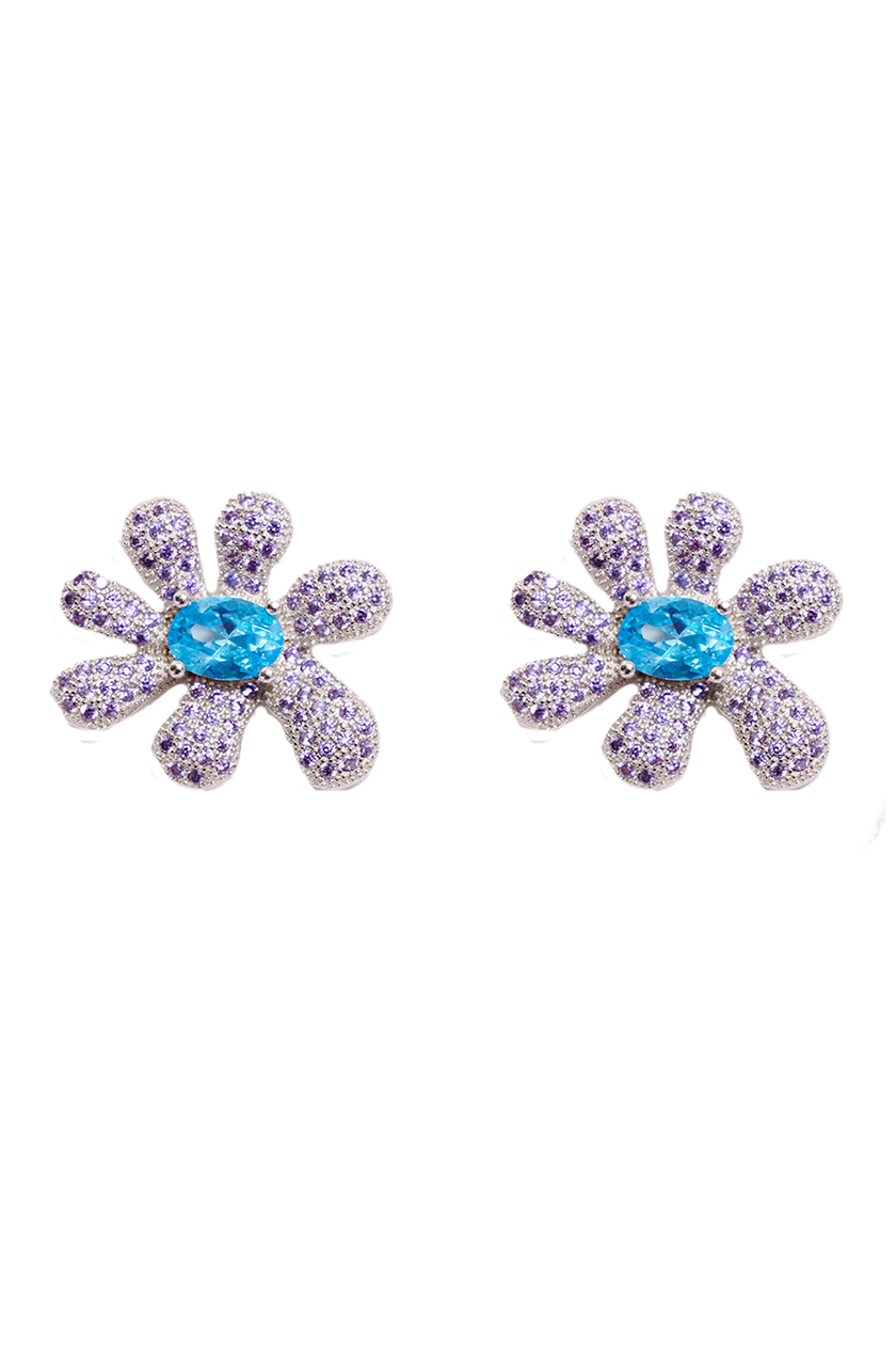 AMETHYST PAVE SQUASHED BLOSSOM EARRING