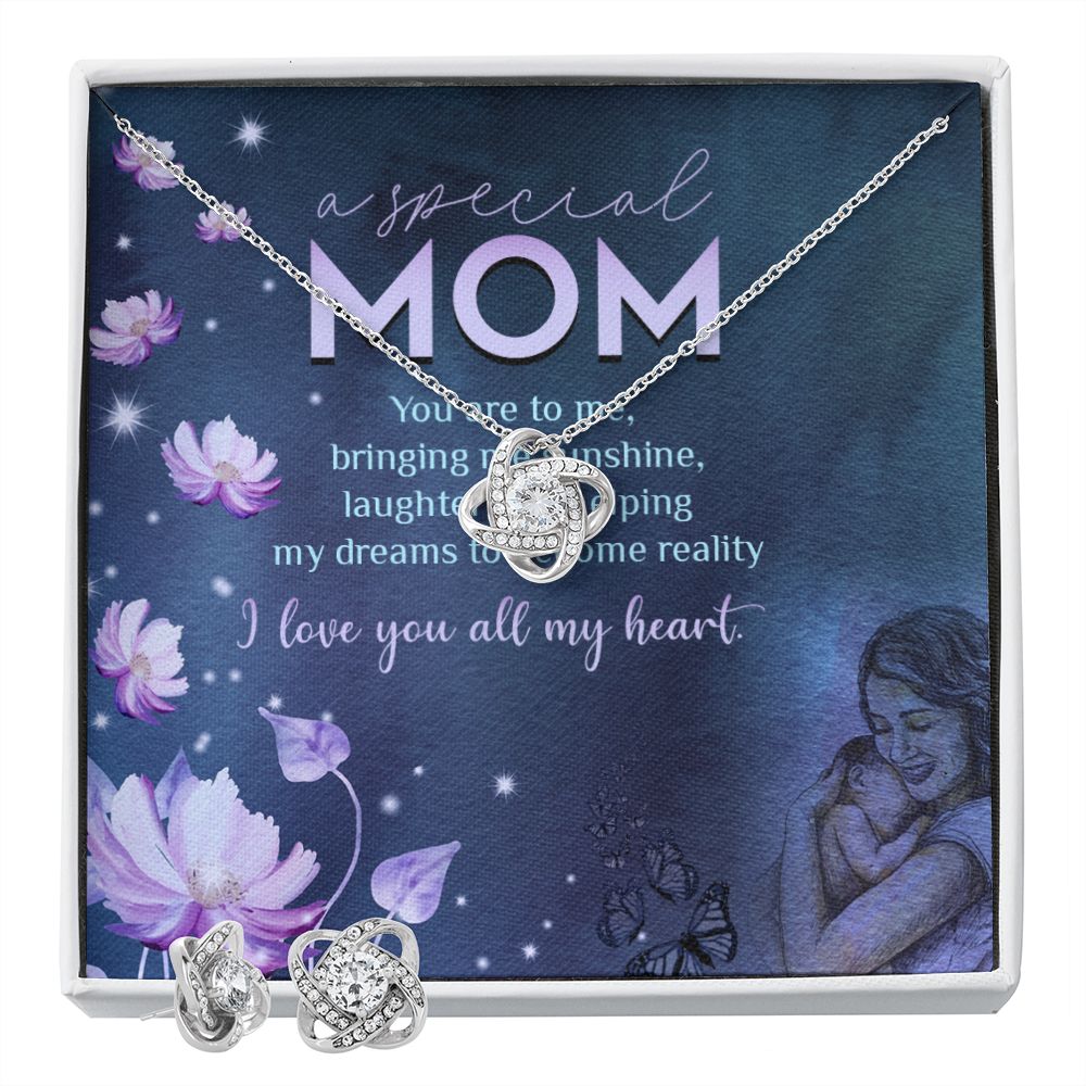 A Special Mom Love Knot Earring & Necklace Set