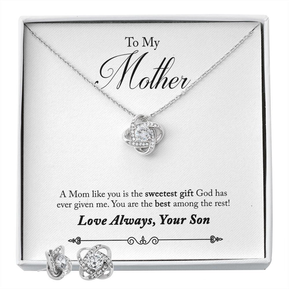50-To Mother from Son(1) Love Knot Earring & Necklace Set