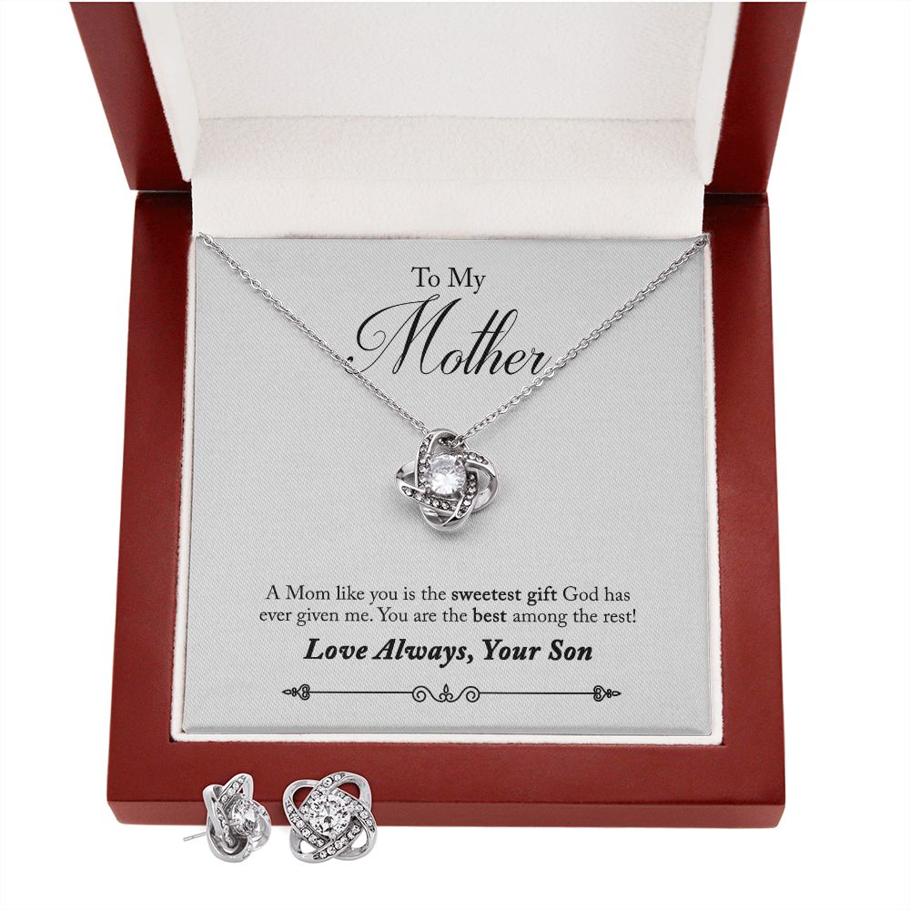 50-To Mother from Son Love Knot Earring & Necklace Set