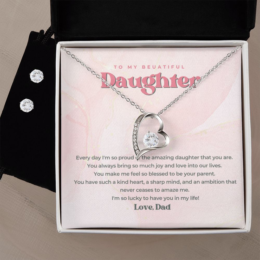 15 Forever Love Necklace and Cubic Zirconia Earring Set