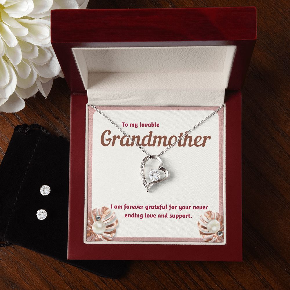 80 Forever Love Necklace and Cubic Zirconia Earring Set