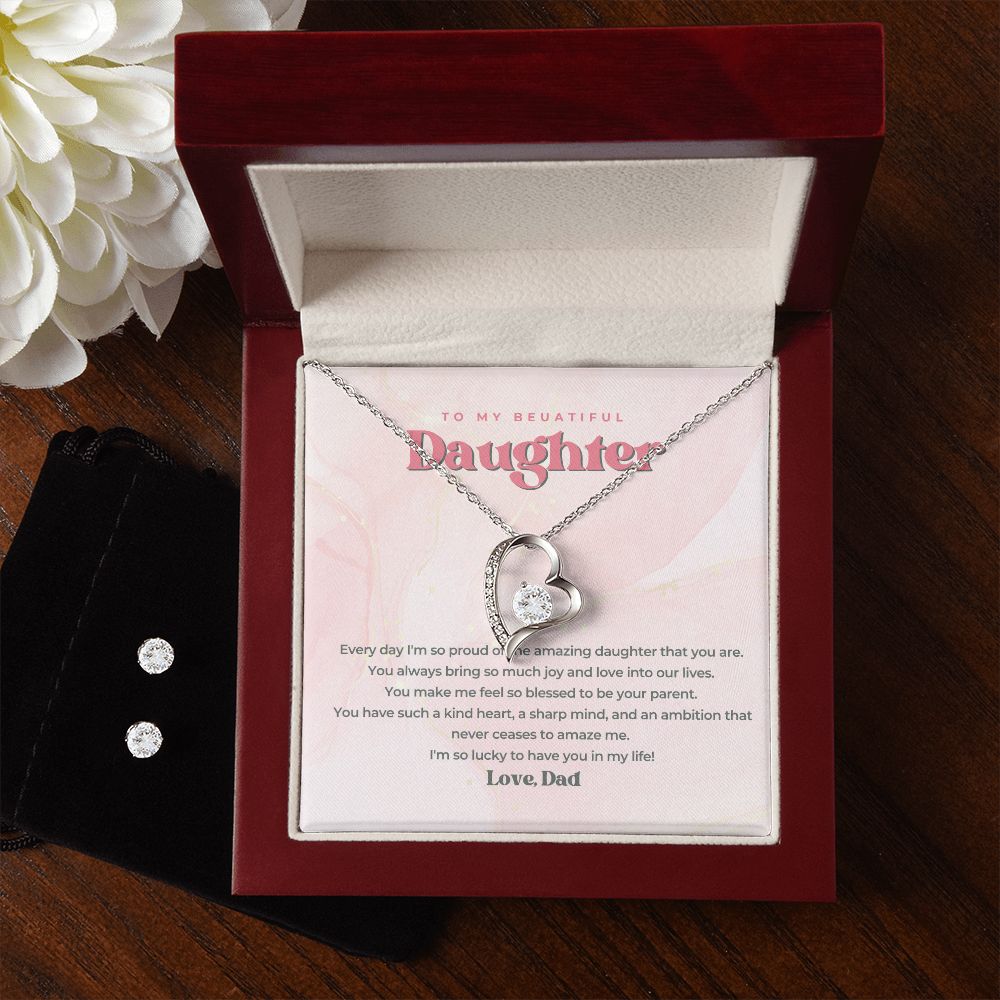 15 Forever Love Necklace and Cubic Zirconia Earring Set