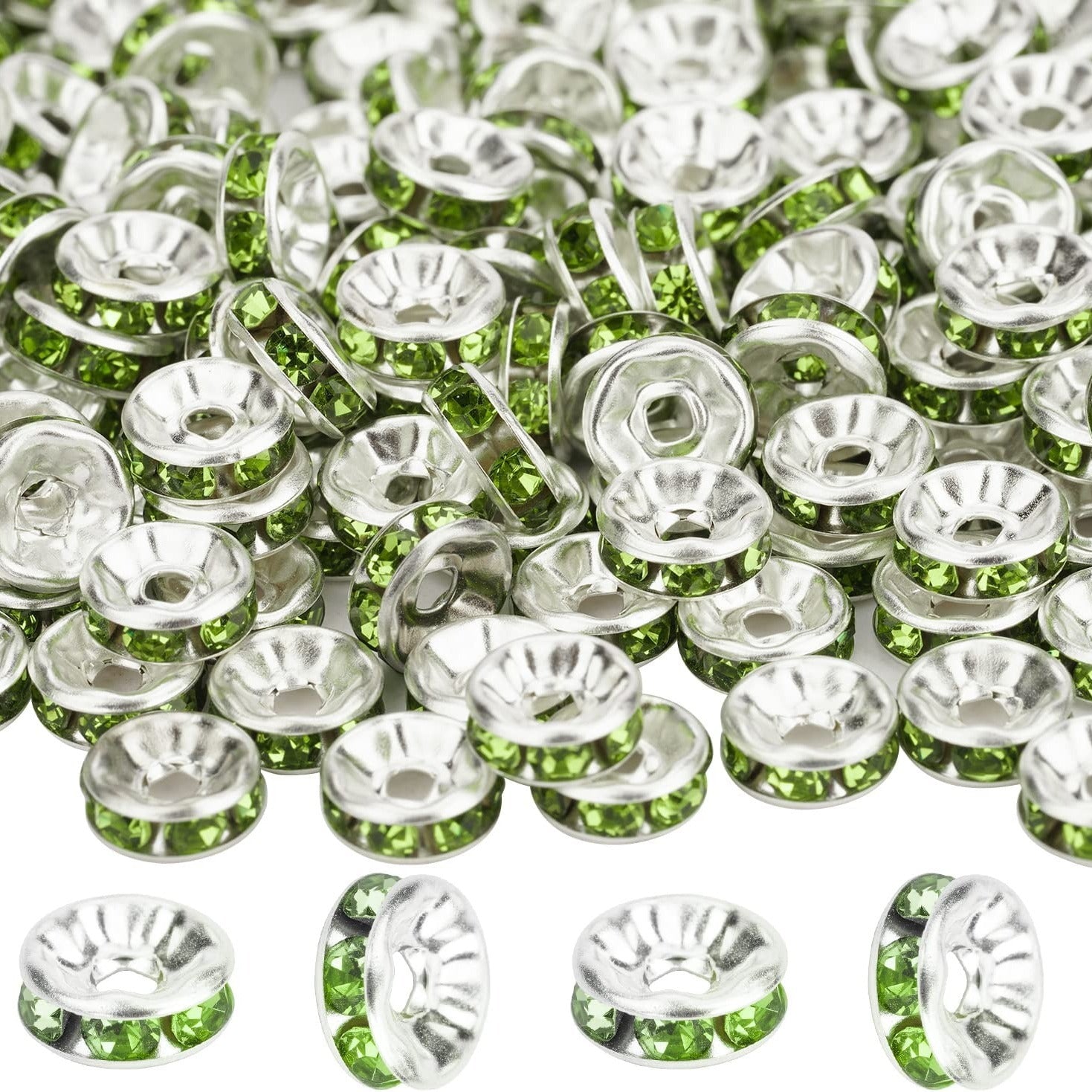 800pcs 6mm-8mm Round Rhinestone Spacer Beads - Perfect for Making Necklace, Bangle, and Pendant Jewelry!