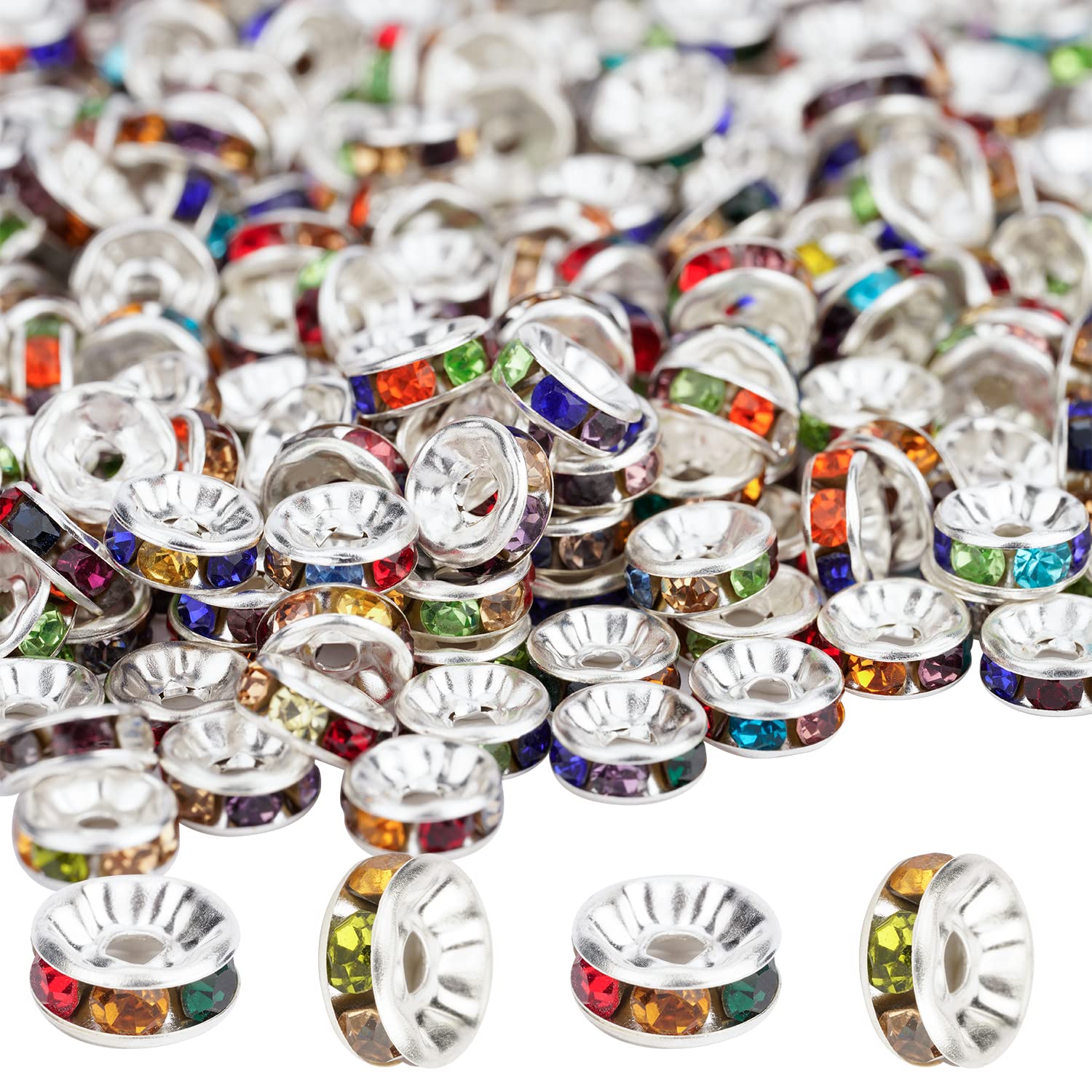 800pcs 6mm-8mm Round Rhinestone Spacer Beads - Perfect for Making Necklace, Bangle, and Pendant Jewelry!