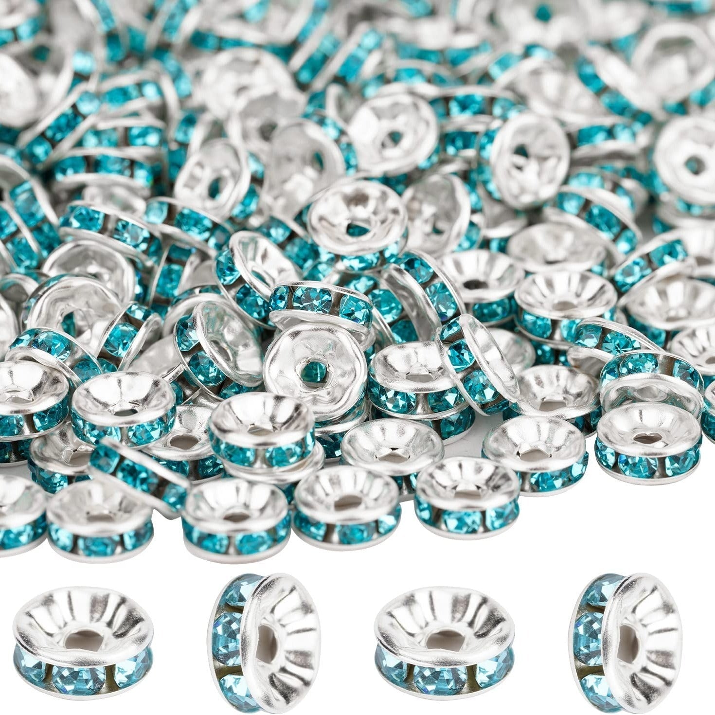 800pcs 6mm-8mm Round Rhinestone Spacer Beads - Perfect for Making Necklace, Bangle, and Pendant Jewelry!